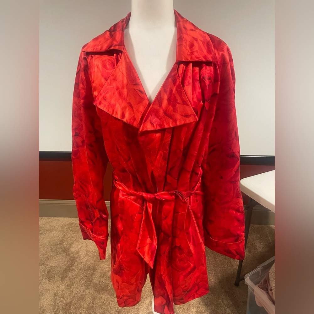 David Fielding silk charmeuse rose jacket/blazer/robe  size 8.